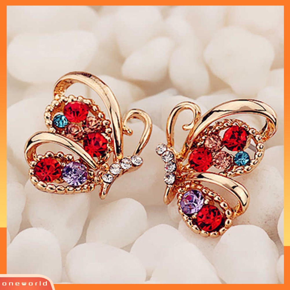 [WOD] Fashion Wanita Berlian Imitasi Bentuk Kupu-Kupu Stud Earrings Selebriti Eardrop Perhiasan