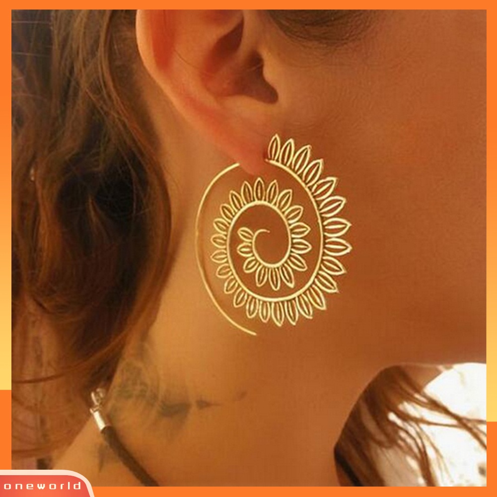 [WOD] Anting Hoop Pesta Bentuk Tetesan Air Paduan Spiral Perhiasan Eardrop Fashion Lady