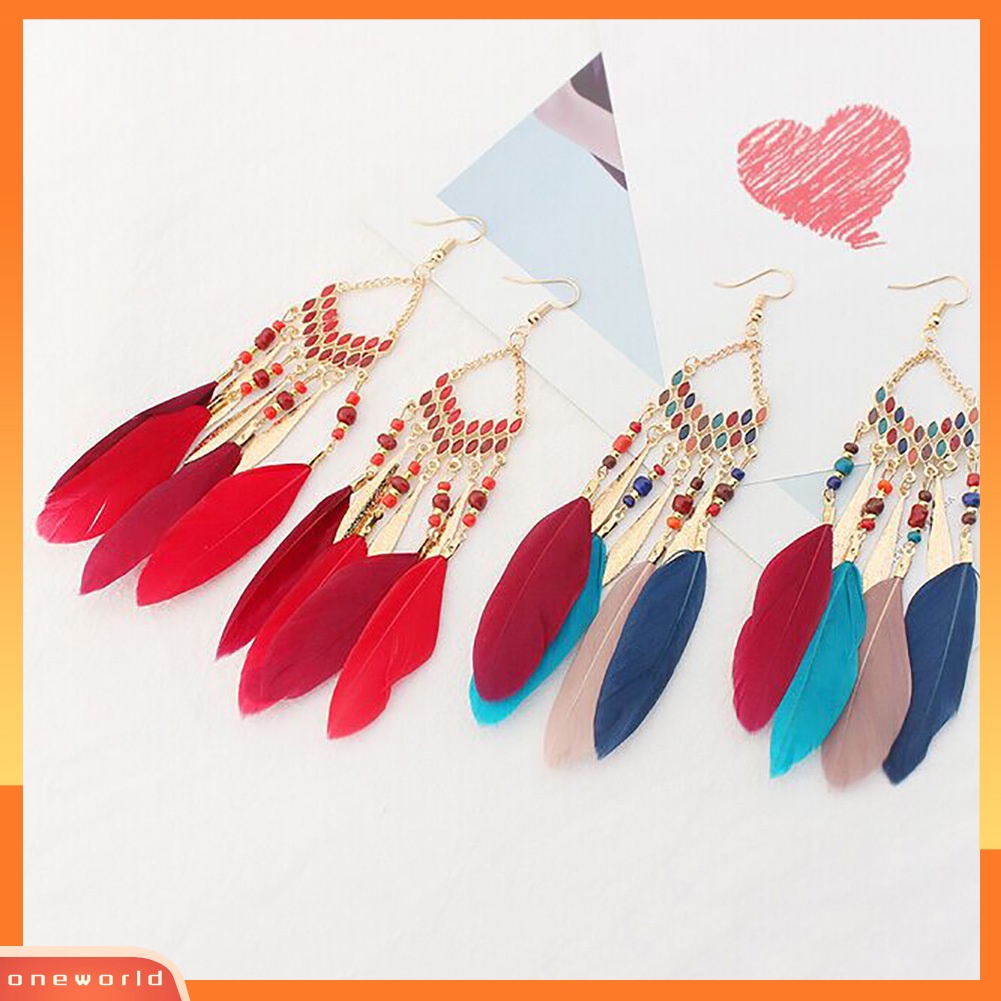 [WOD] Vintage Panjang Menjuntai Bulu Boho Kait Anting Wanita Menawan Perhiasan Hadiah