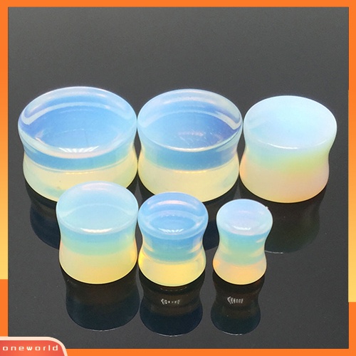 [WOD] 1pc 5-18mm Opalite Double Flared Saddle Gauges Ear Plug Tindik Tandu Keren