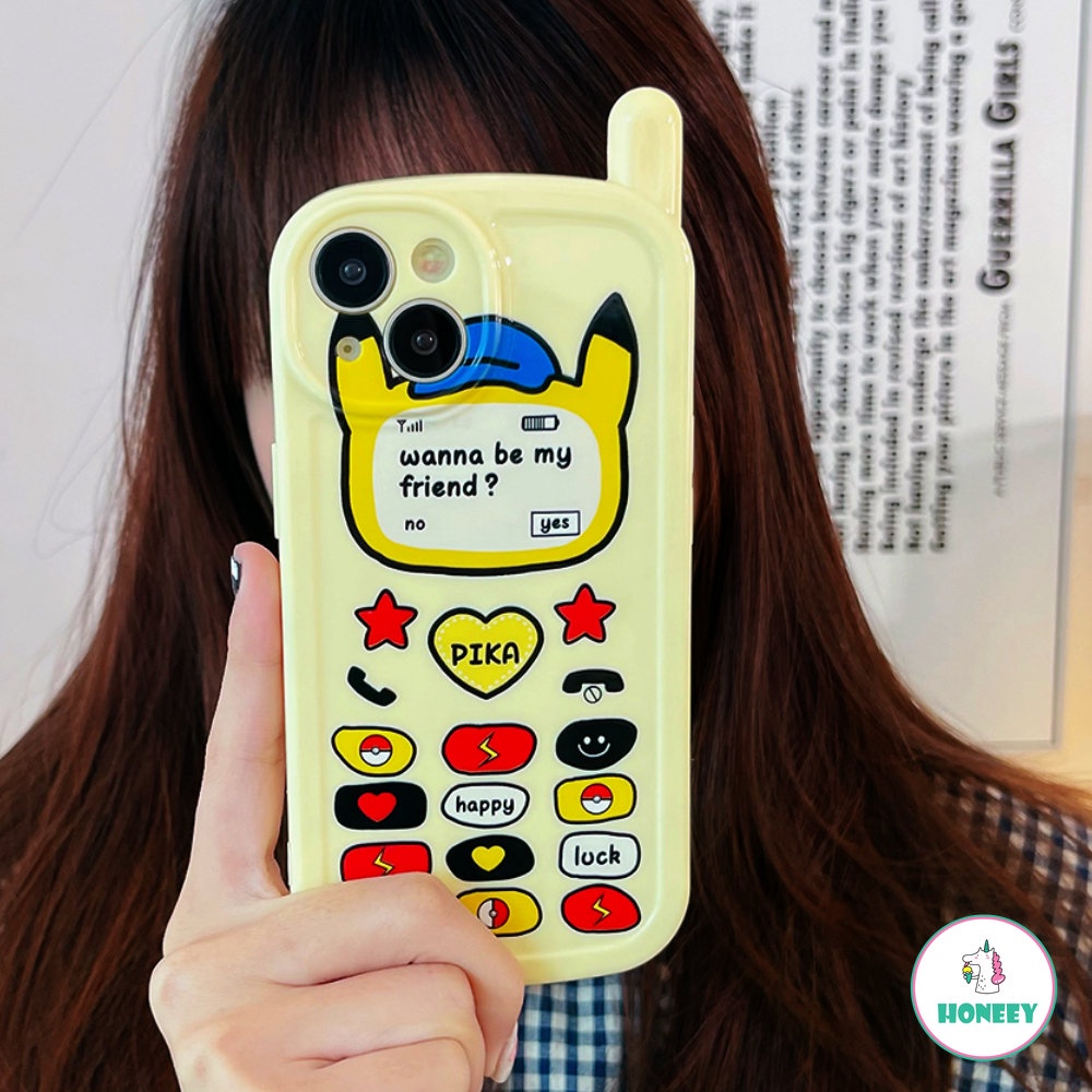 Fashion Kartun Pikachu Case Untuk iPhone 14 Pro 13 12 11 Pro Max XR XS 7 8Plus Kreatif Bintang Cinta Hati Tombol Lembut TPU Penutup Belakang