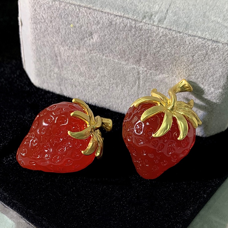 Strawberry Merah Berlebihan Retro Medieval Gaya Baru Manis Niche Anting