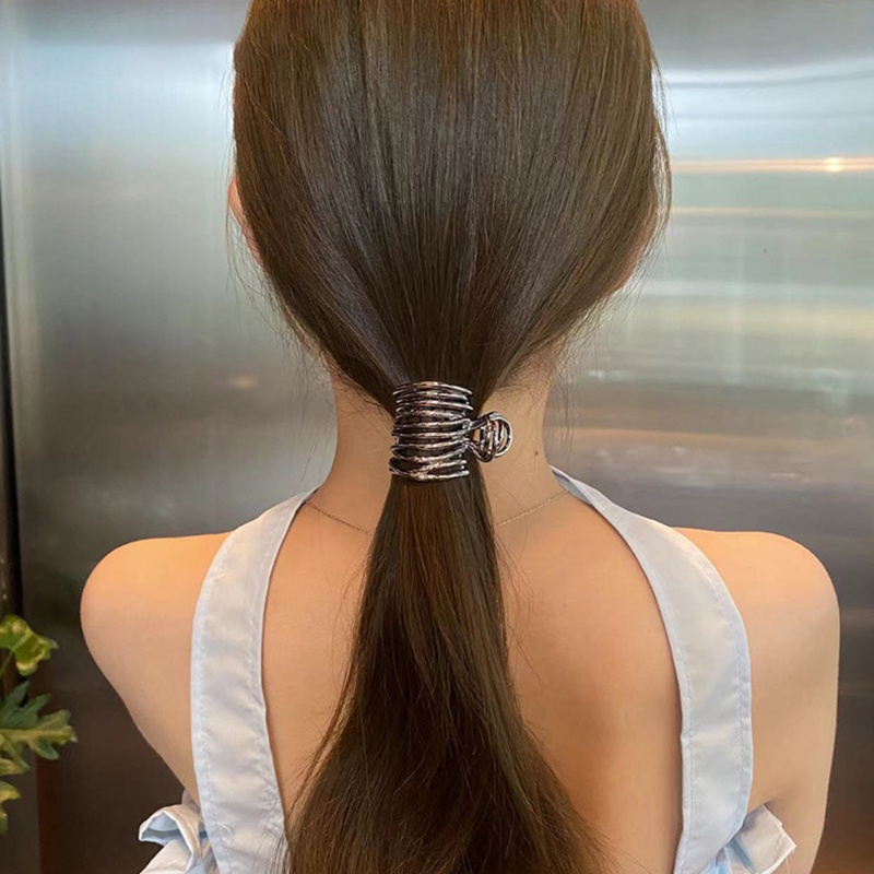 Wanita Korea Alloy Tinggi Ponytail Rambut Pemegang/ Sederhana Garis Fashion Jepit Kepiting/ Temperamen Logam Kepala Klip Aksesoris Rambut