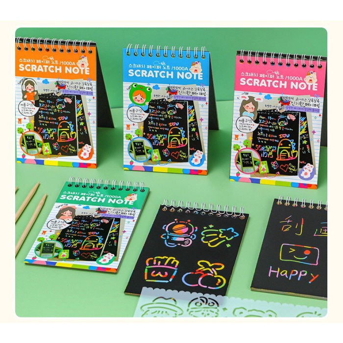 

[LOGU] Buku coret warna warni, Scratch Note Rainbow Gosok Gambar