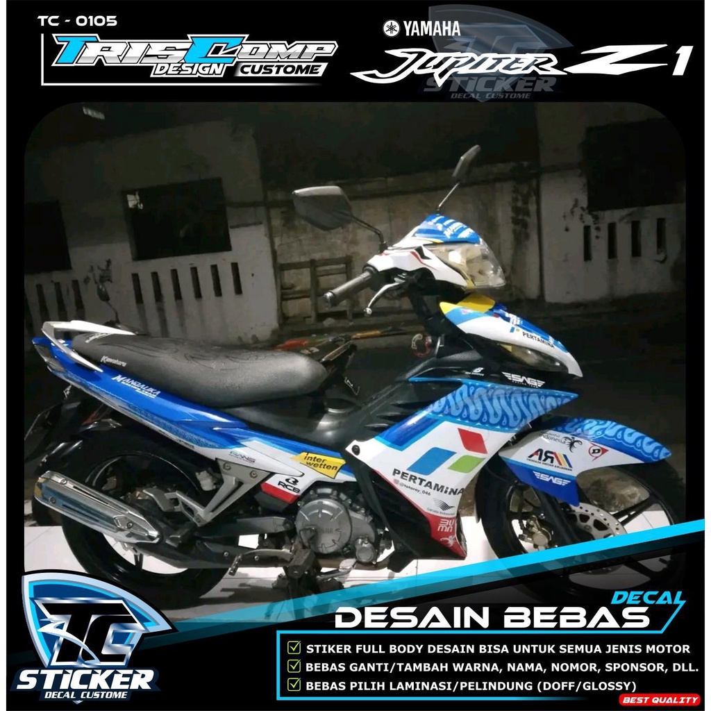 (Desain Bisa Request) Sticker Striping Decal Jupiter Z1 Full Body - Decal Stiker Motor Jupiter Z New