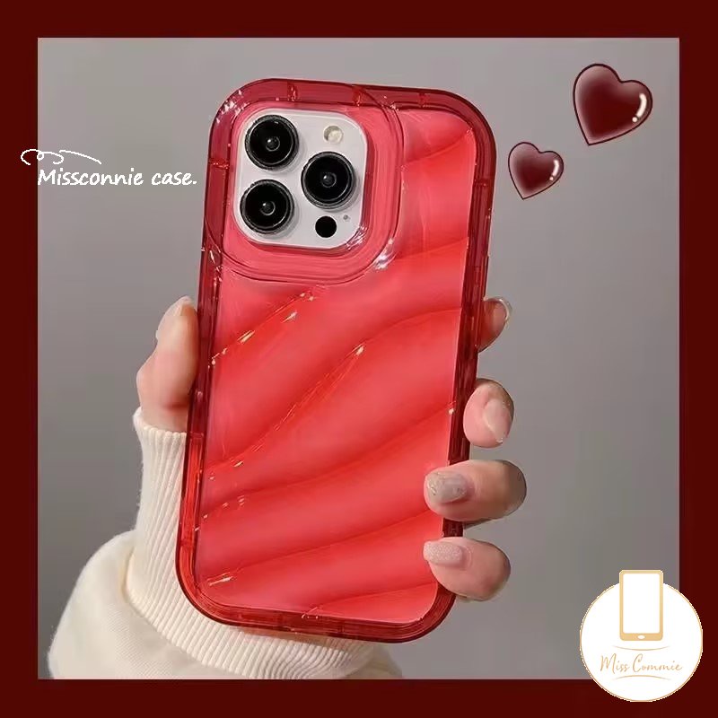 Ins Permen Warna Mewah Sederhana Casing Bening Kompatibel Untuk IPhone 7Plus XR 11 14 13 12 Pro MAX 8Plus 6 6S 7 8 Plus X XS MAX SE 2020terbaru 3D Stereo Kreatif Bergelombang Penutup Tahan Guncangan