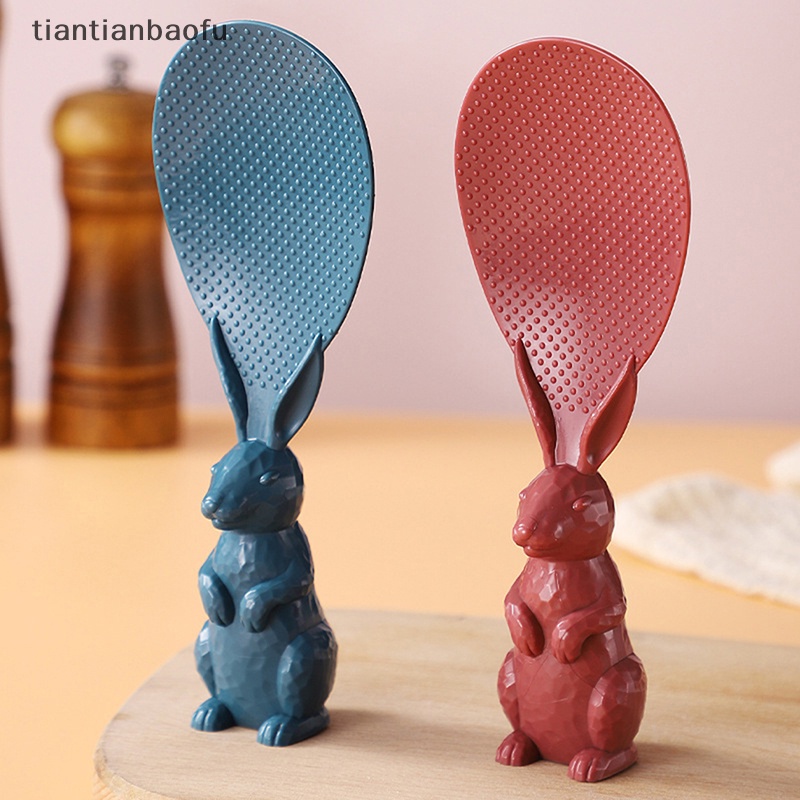 [tiantianbaofu] 1pc Sendok Plastik Kelinci Kartun Lucu Bisa Berdiri Rumah Sekop Beras Kelinci Butik