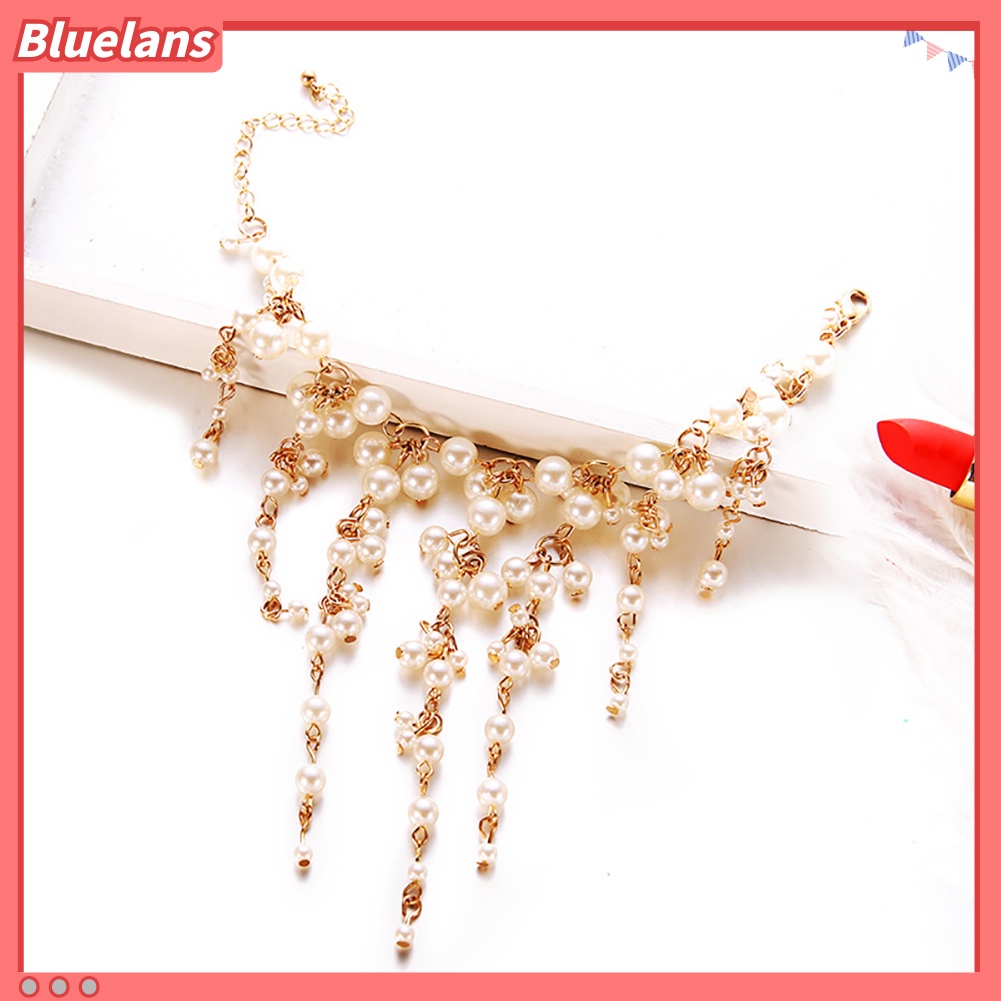 [BLS] Fashion Mutiara Imitasi Rumbai Gelang Wanita Pesta Cocktail Perhiasan Pesona Hadiah