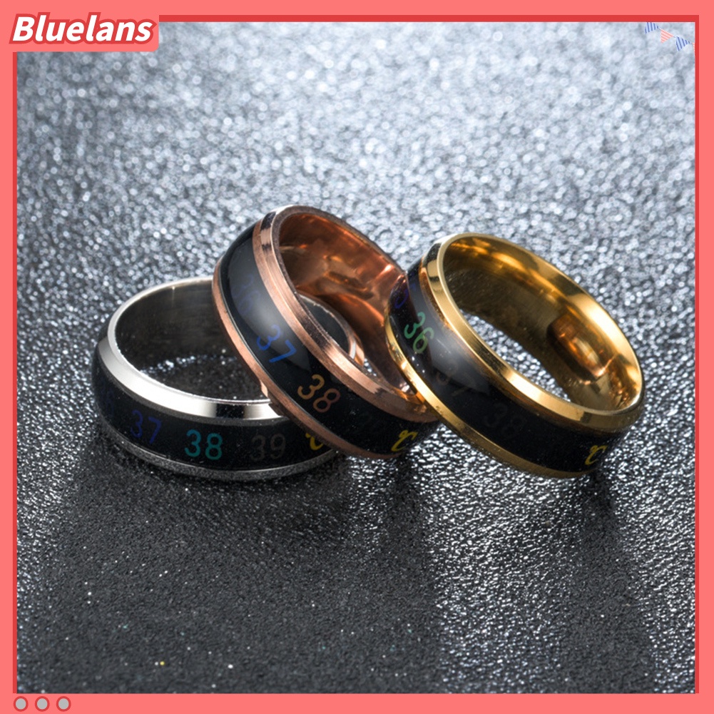 [BLS] Chic Sensor Suhu Stainless Steel Unisex Jari Cincin Perhiasan Pasangan Hadiah