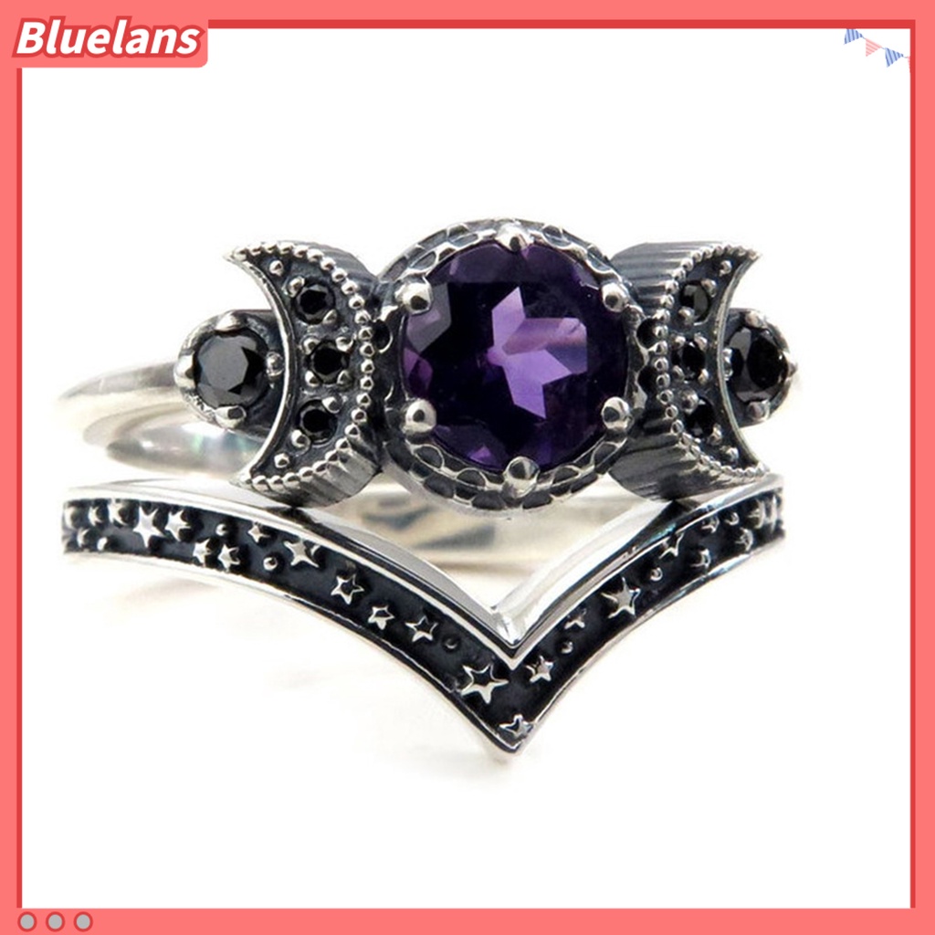 [BLS] Wanita Cincin Indah Kenyamanan Cocok Paduan Triple Bulan Dewa Janji Cincin Hadiah Anniversary