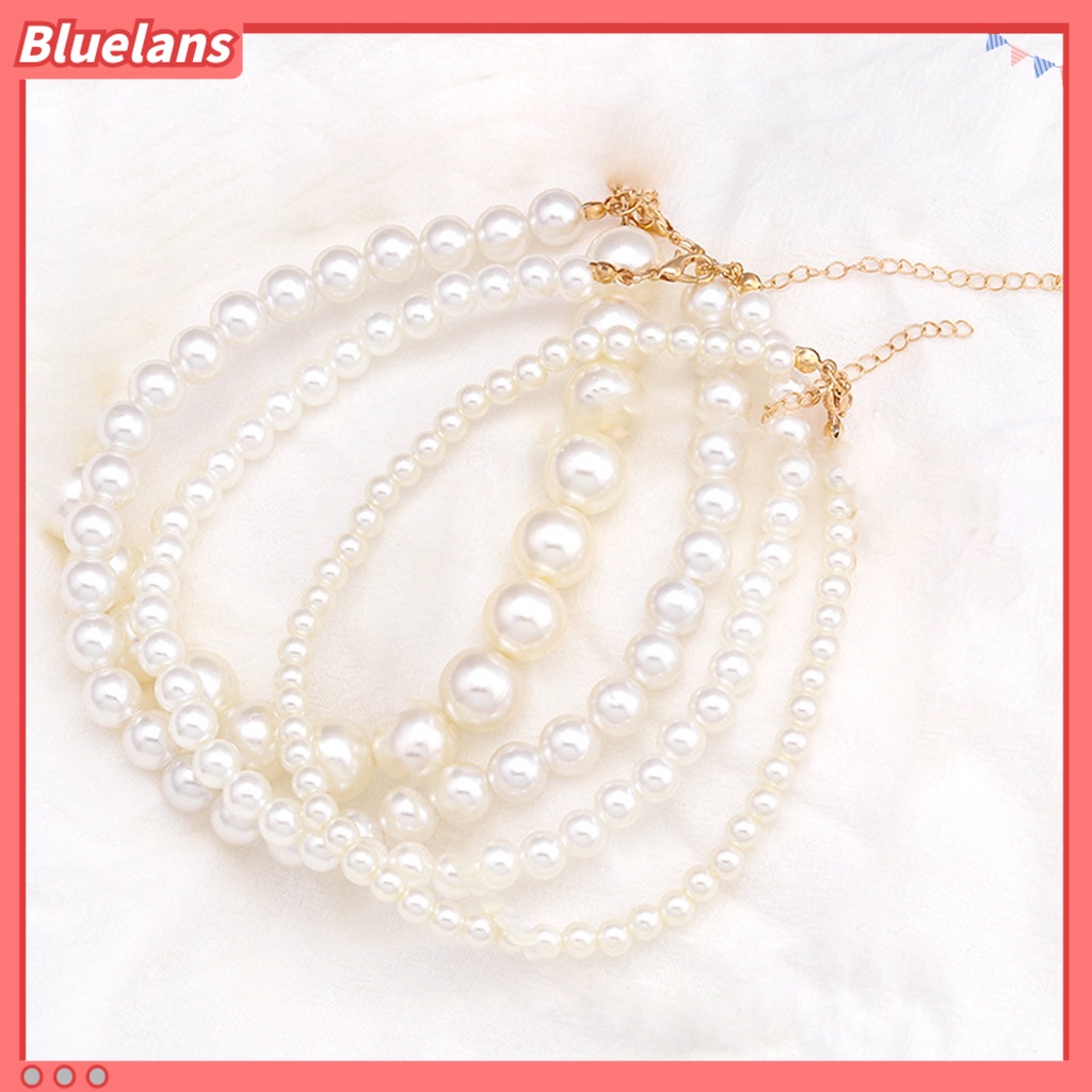 [BLS] Choker Kalung Royal Permukaan Halus Indah Imitasi Mutiara Simetris Kalung Pengantin Perhiasan Pernikahan