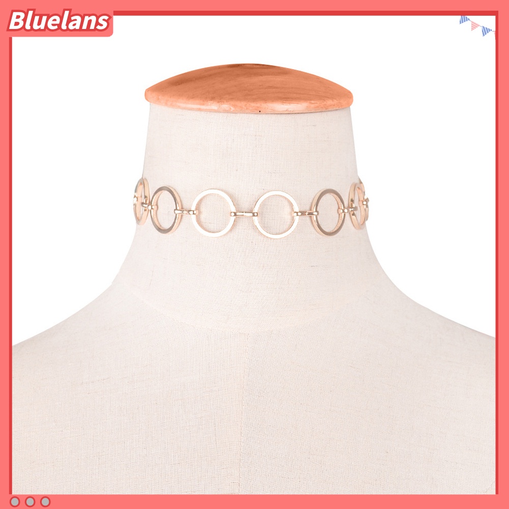 [BLS] Pesta Malam Beberapa Lingkaran Choker Wanita Sederhana Geometris Kalung Perhiasan