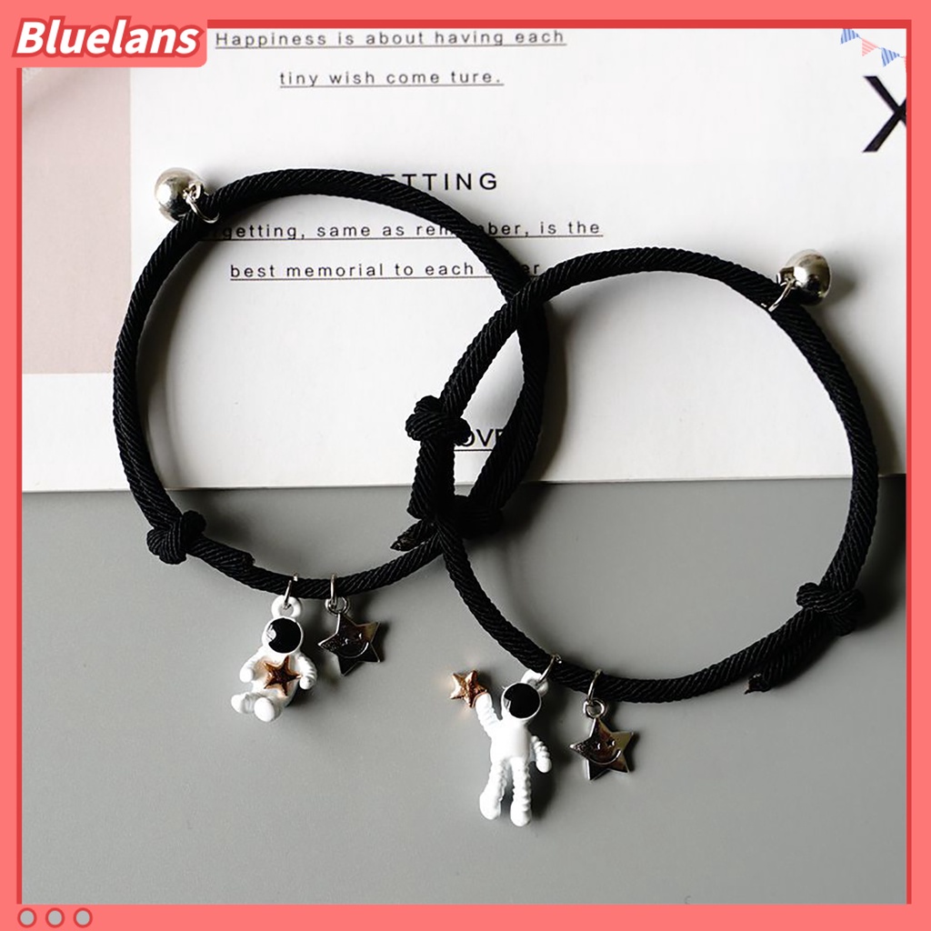 [BLS] 1pasang Gelang Pasangan High Toughness Gaya Kartun Gelang Pasangan Dengan Liontin Astronot Untuk Wanita