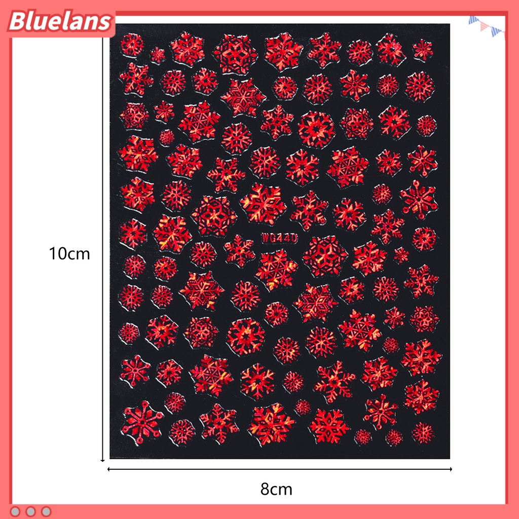 [BLM] Stiker Kuku Gaya Natal Motif Snowflake Gambar Hidup Salju Putih Stiker Timbul Xmas Charms Untuk Manicure