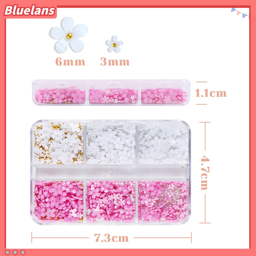 [BLM] 6kisi Manikur Dekorasi Bergaya Compact Resin Lima Kelopak Bunga Nail Art Perhiasan Untuk Phone Case