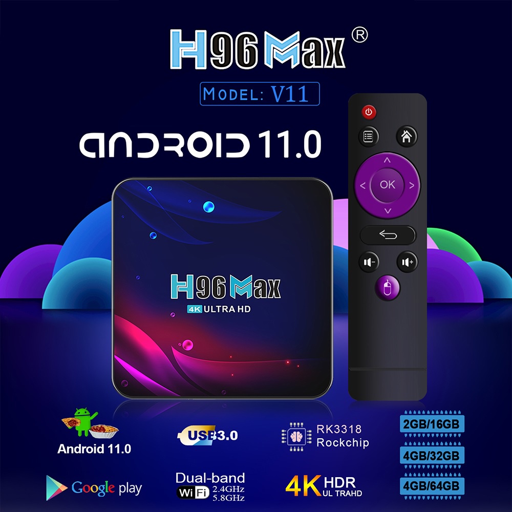AKN88 - H96 MAX V11 - Android 11 Smart TV Box 4K UHD - RAM 4GB ROM 64GB