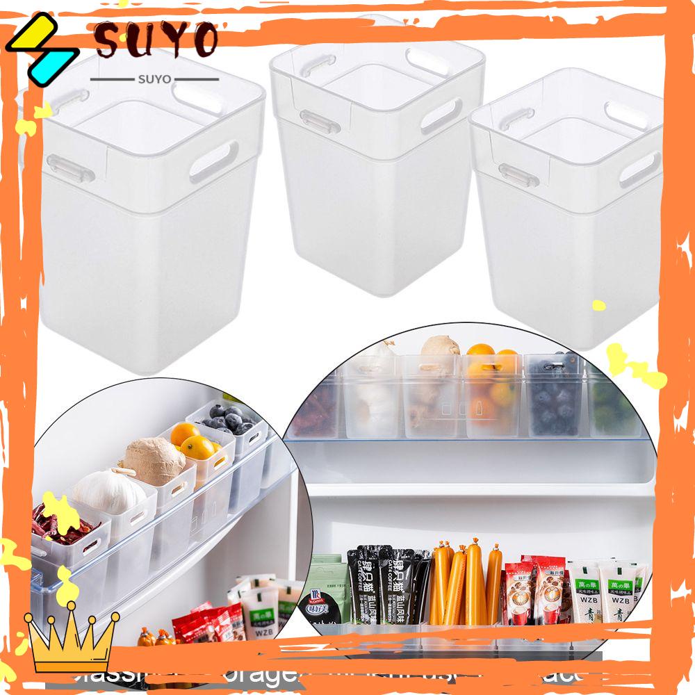Suyo 2Pcs /pack Kotak Penyimpanan Bermanfaat Hemat-Tempat Rak Freezer Kulkas Multifungsi