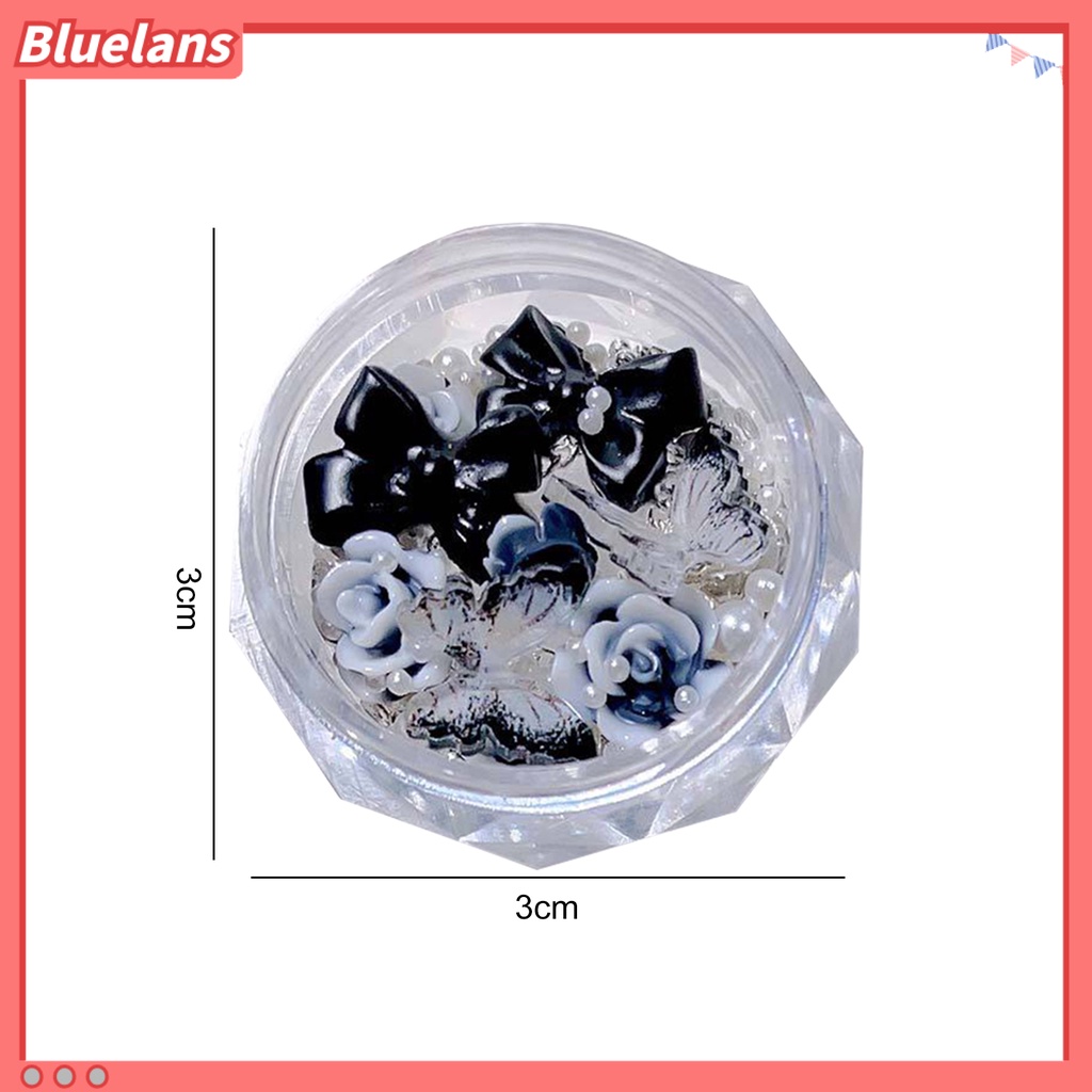 [BLM] 1kotak Nail Art Decor Shining Glitter High Gloss DIY Shiny Efek Visual Nail Camellia Bows Mix Chain Manicure Charm Nail Salon Supply