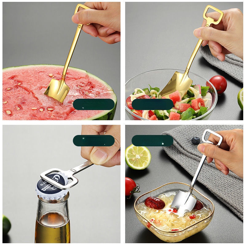 [Harga Grosir] Sendok Salad Susu Non-slip Sendok Garpu Stainless Steel Halus Pegangan Mudah Pembuka Botol Mudah Dibersihkan Dessert Shovel ladle Polished Cake Fruit Gali Spoon