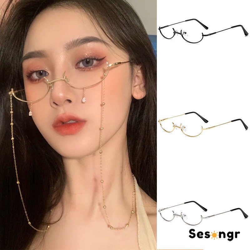 COD Kacamata Pendant Glasses Frame Korea Setengah Bingkai Netflix Dekoratif Wanita - SG