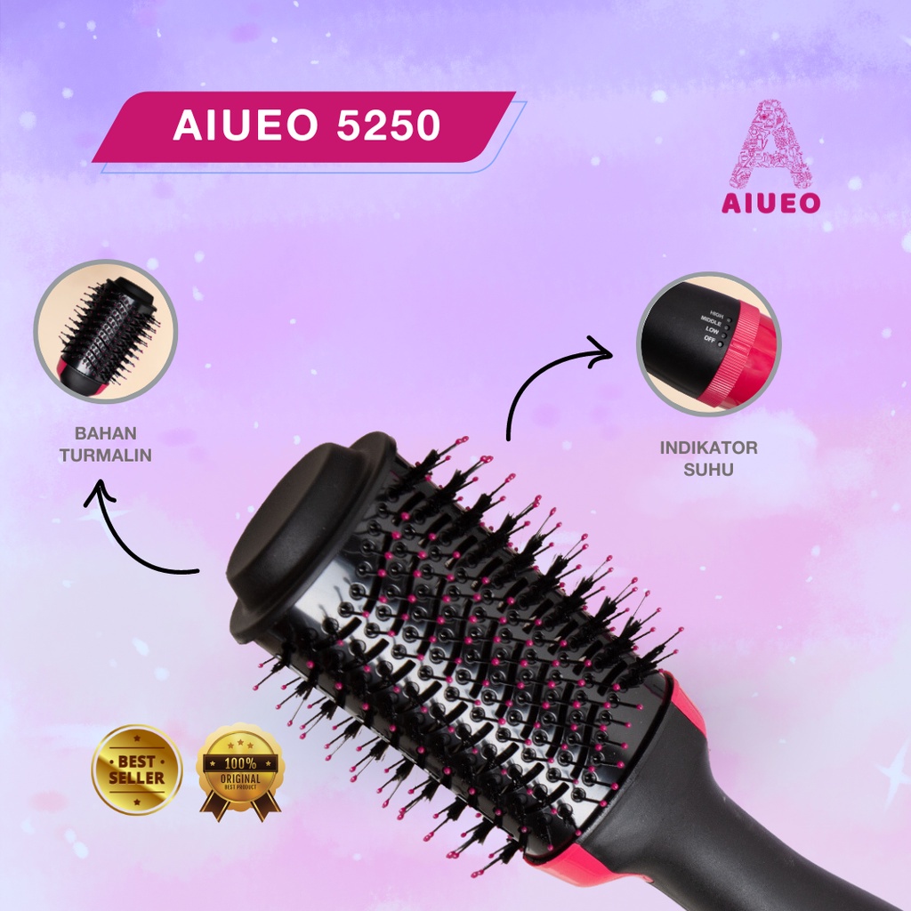 [GARANSI 18BLN] •  Hair Dryer Sisir AIUEO 3in1 | Pengering Rambut Blow  Styling Salon Profesional