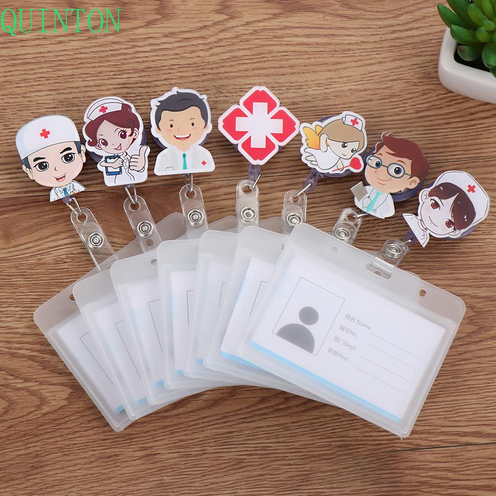 Quinton ID Badge Holder Perlengkapan Kantor Kartun Badge Holder Klip Card Holder Clip ID Card Retractable Badge