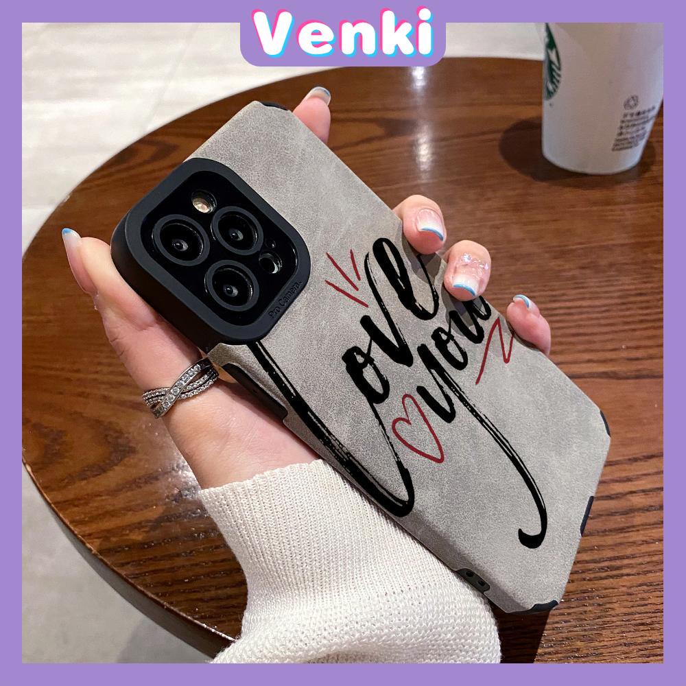 VENKI - Untuk iPhone 11 Case Leather Pupil Suede Case Soft Shockproof Airbag Case Camera Simple Hand Painted English Kompatibel dengan iPhone 14 13 Pro max 12 xr xs 7Plus 8Plus