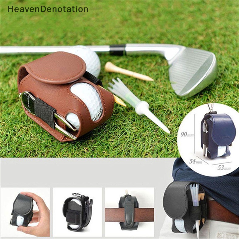 [HeavenDenotation] Pu Leather Golf Ball Mini Kantong Penyimpanan Portable Golf Waist Bag Aksesori Olahraga HDV
