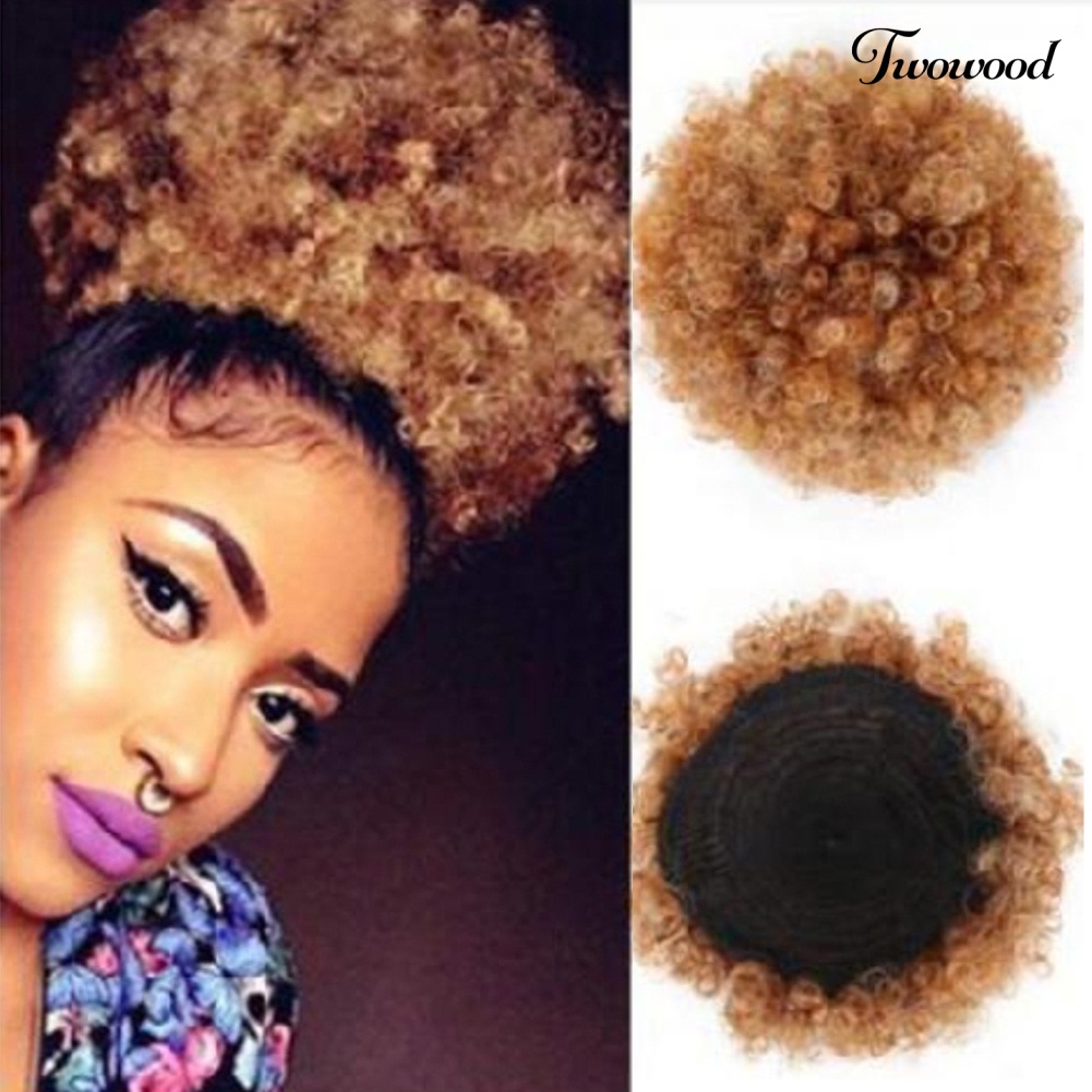 Twowood Wanita Pendek Keriting Sintetis Afro Ponytail Besar Rambut Ekstensi Penuh Wig Sopak