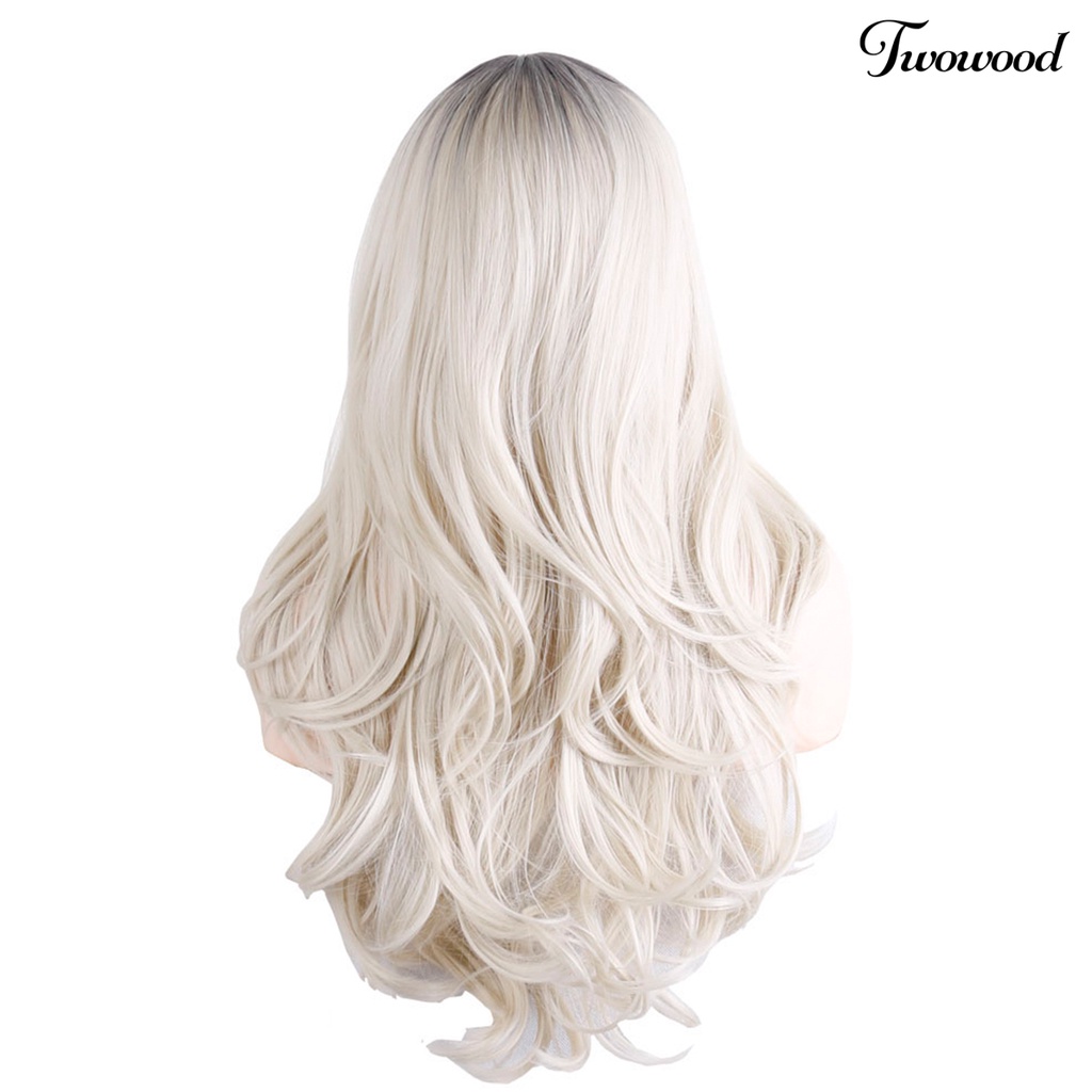 Twowood Fashion Wanita Panjang Keriting Gradien Wig Rambut Sintetis Pesta Cosplay Sopak