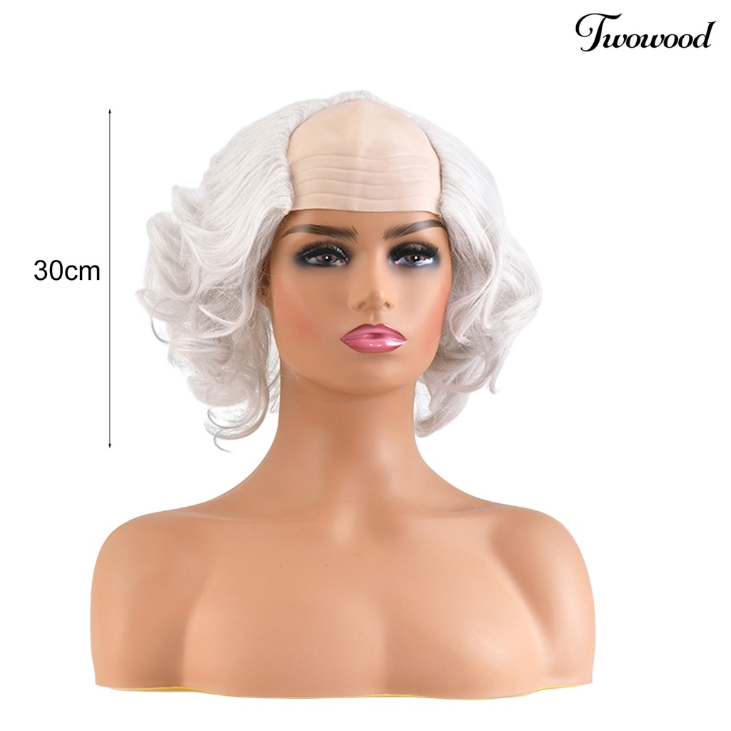 Twowood Cosplay Wig Menarik Digunakan Kembali Berbulu Universal Fashion Role-playing Props Wig Rambut Keriting Botak Ringan Untuk Rumah