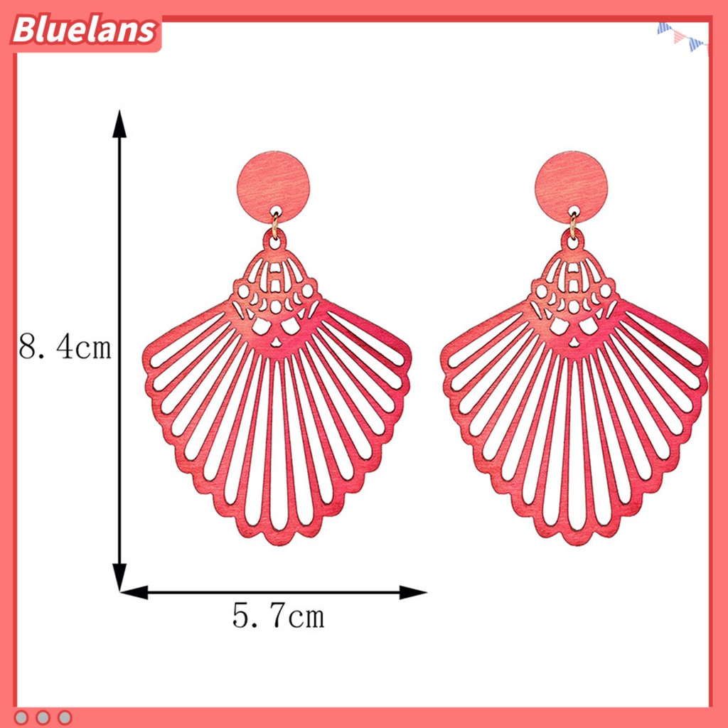 [BLS] 1pasang Anting Menjuntai Retro Geometris Berongga Diukir Permukaan Halus Handmade Hias Colorfast Tanpa Sakit Memakai Tindik Stud Earrings Perhiasan Aksesori
