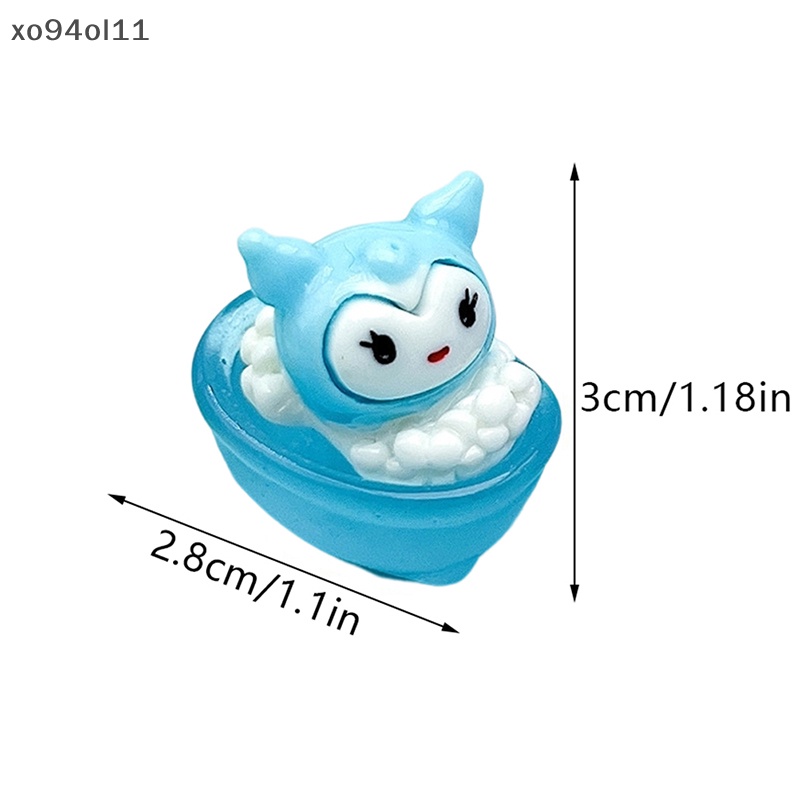 Xo 2Pcs Luminous Bathtub Kuromi Ornamen Mini Warna Kartun Boneka Micro Landscape Dekorasi Rumah Boneka Miniatur Mainan OL