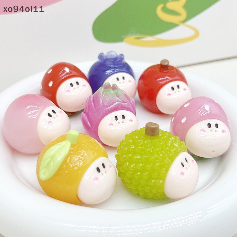 Xo 1Pc Bercahaya Kartun Jelly Buah Ornamen Mini Durian Strawberry Pitaya Boneka Mikro Lanskap Dekorasi Rumah Boneka Miniatur Mainan OL