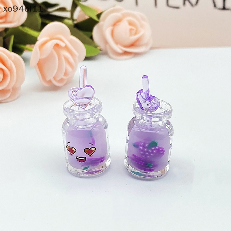 Xo 2Pcs Luminous Emoji Juice Cup Ornamen Mini Color Drink Cup Micro Landscape Dekorasi Rumah Boneka Miniatur Mainan OL