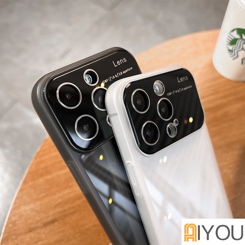 IPHONE Casing Soft Phone Jendela Besar Warna Kontras Transparan Untuk Iphone14Plus13 12 11 Pro Max Lensa Kamera Clear Protection Cover