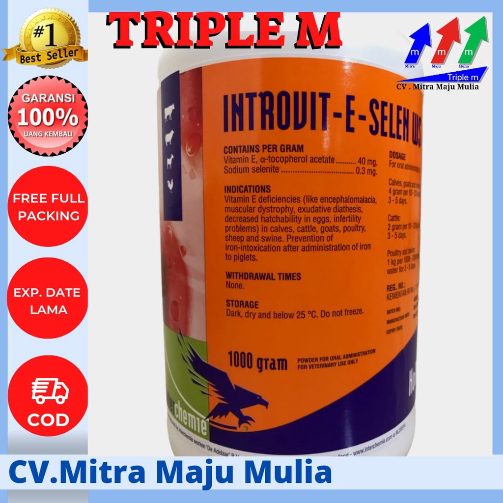 Introvit E Selen WS 1 kg - Vitamin meningkatkan fertilitas dan kekebalan TRIPLE M