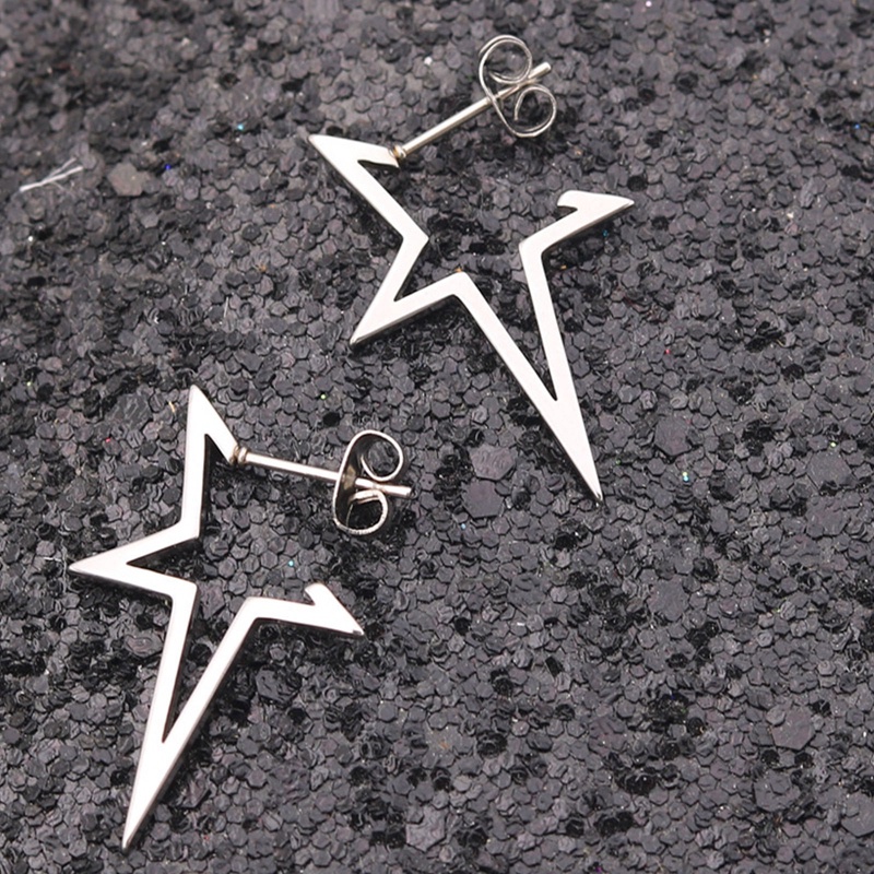 Anting Baja Titanium Hip Hop Gothic Fashion Bintang Besar Punk Stud Earrings Untuk Wanita Perhiasan Pesta Teman Hadiah Terbaik