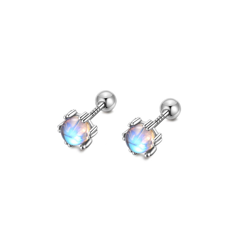 Yeezii Elegan Warna-Warni Opal Anting Sekrup Fashion Perak Stud Earring Untuk Wanita Hypoallergenic Aksesoris Perhiasan