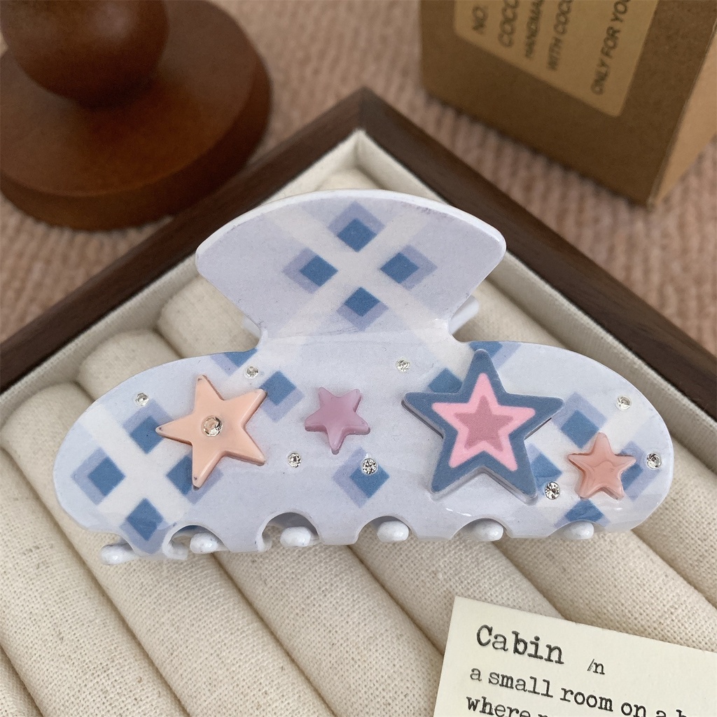 Versi Korea Asetat Manis Hairgrips 3D Butterfly/Five-Pointed Star/Heart Hairclaw Untuk Anak Perempuan Sederhana Serbaguna Aksesoris Rambut