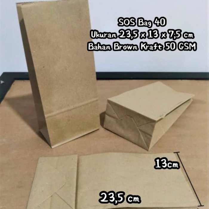 

[SC] Paper Bag SOS ~ Kantong Kertas Size M 40 - Cokelat
