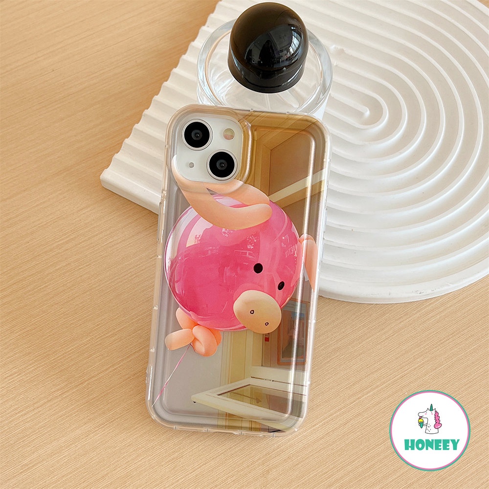 IPHONE Fashion Pink Piggy Balon Case Untuk Iphone11 14 Pro Max13 12 Pro Max XR XS 7 8plus Airbag Shockproof Lembut TPU Handphone Cover