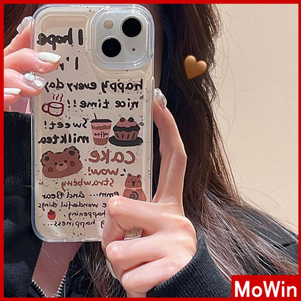Case iPhone 14 Pro Max iPhone Case Bening Case TPU Soft Case Tahan Guncangan Dilapisi Tombol Grafiti Lucu Beruang Kompatibel dengan iPhone 13 Pro Max 12 Pro Max 11 Xr Xs Max 7Plus 8Plus