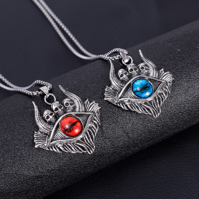 Gaya Eropa Dan Amerika Retro Gothic Tengkorak Setan Mata Kalung Pria Wanita Hip Hop Punk Metal Pendant Necklaces Populer Perhiasan