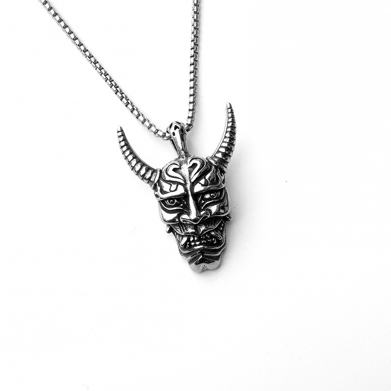 Topeng Tanduk Jangkar Monster Liontin Pria Kalung ，Kalung Alloy Hip Hop，kalung pria anime，kalung untuk pria