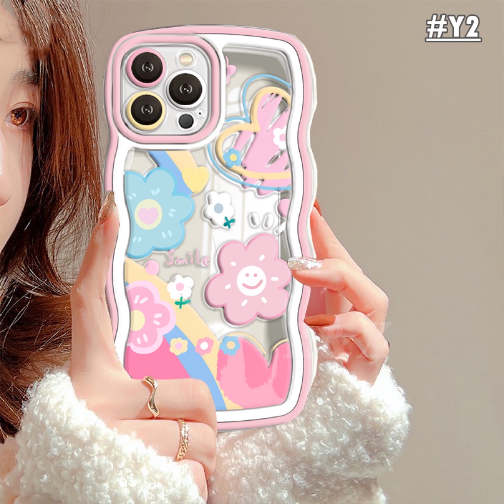 Redmi A2 A1 Redmi Note12 Pro Note11 Note11S Redmi10 10C 10A 9C 9A 9T Note10 Note9 Note8 Poco M5S M3 Pro X3 NFC INS Fresh Flower Rainbow Smiley Wavy Edge Soft Clear Case RIXUAN