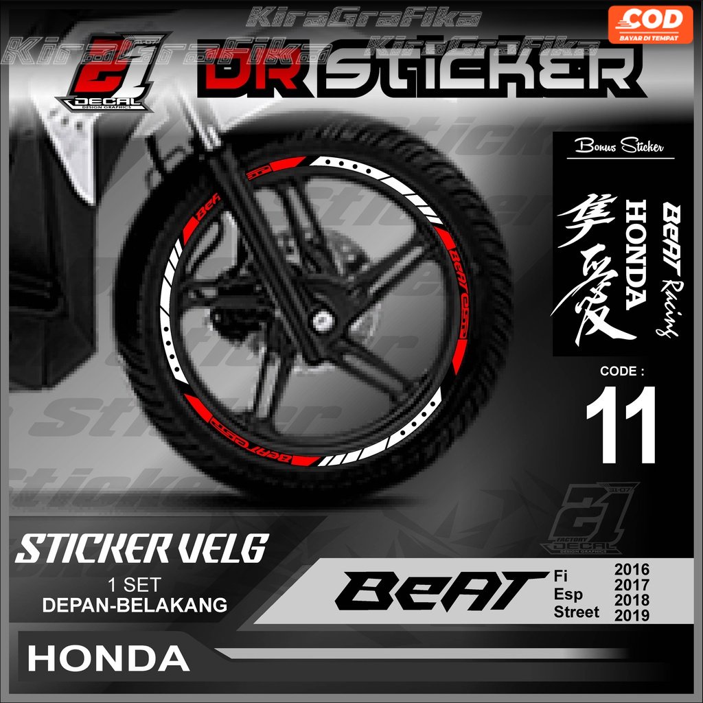 Sticker Velg - Cutting Velg Sticker Cutting Velg Motor  Beat Fi Street Eps 2016 -2019 Sticker Velg