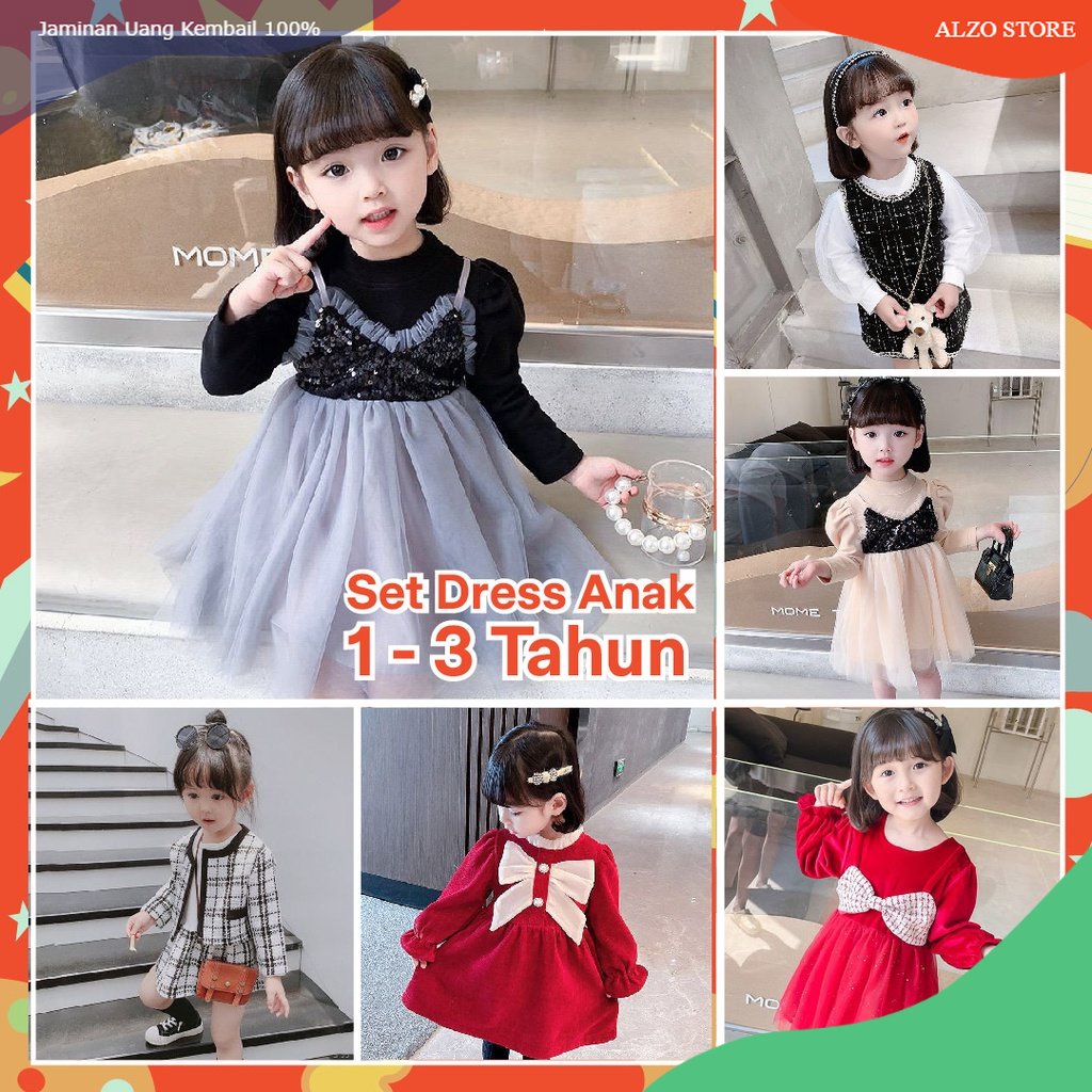 ALZOO - Dress Gaun Anak Bayi Perempuan Import Party Elegan  usia 6 bulan - 3 tahun AA