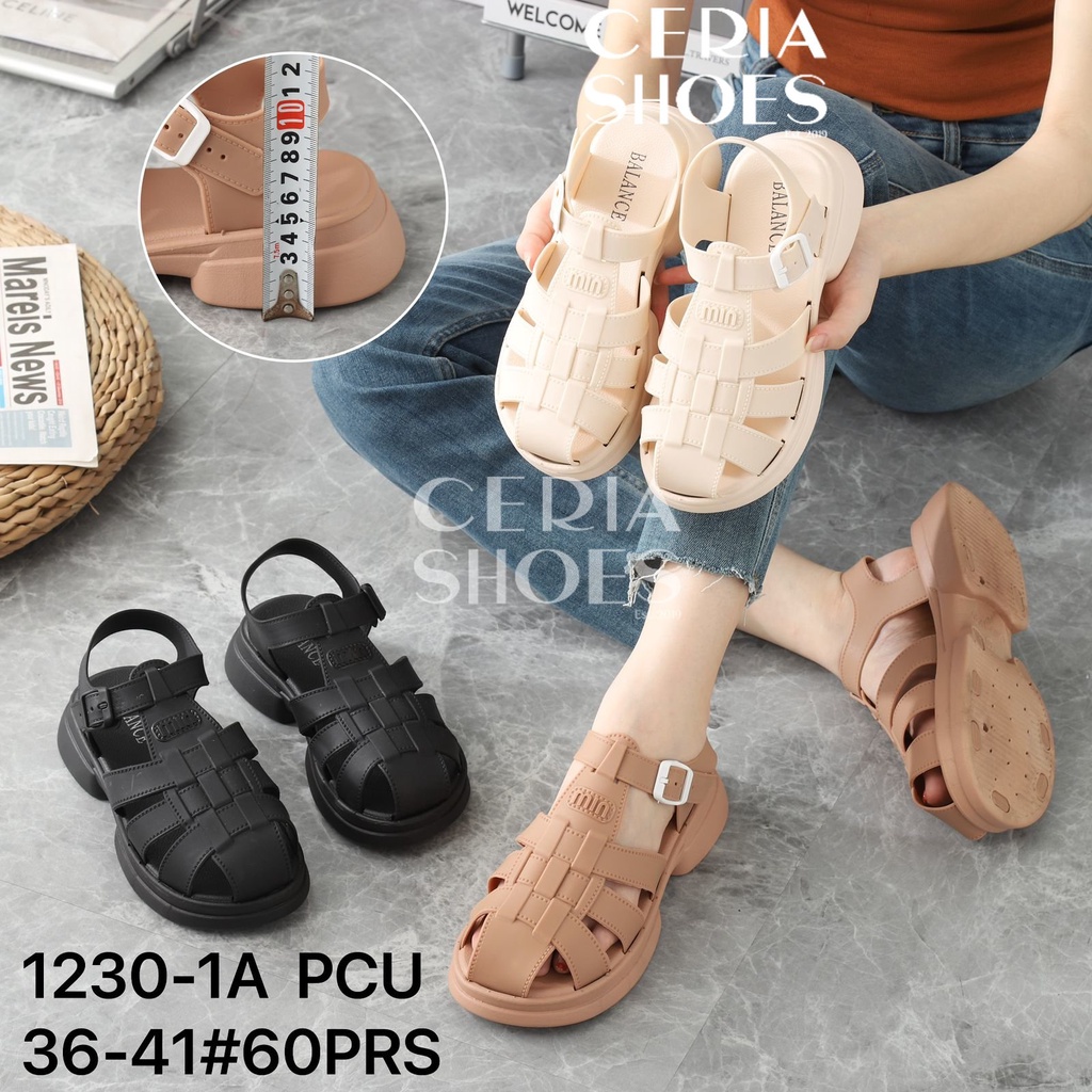Sandal Jelly Shoes Wanita PVC Mesa Bahan Karet Elastis Dengan Tali Pengait Tali Belakang BALANCE 1230