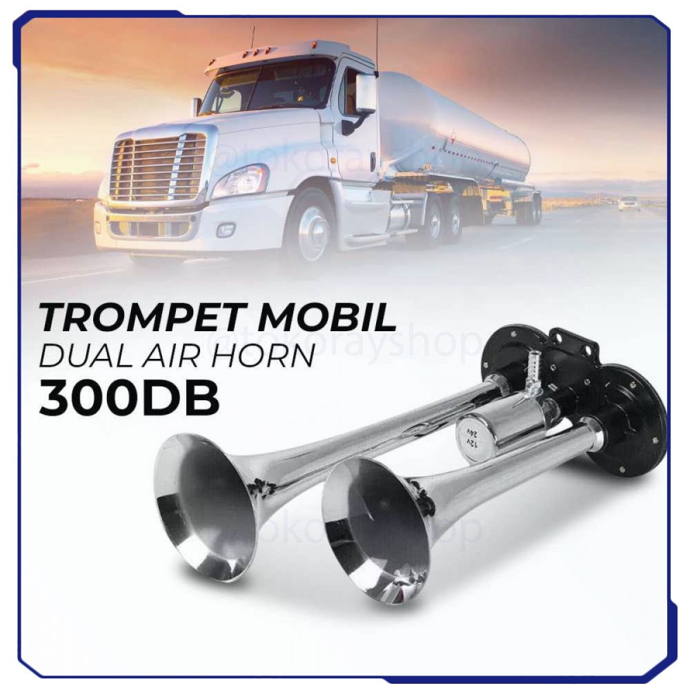 Klakson Trompet Mobil Dual Air Horn 300dB 12V/24V CR092